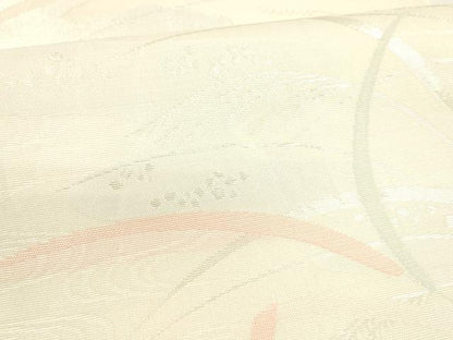 平和屋着物＊夏物 六通柄袋帯 流水草葉文 銀糸 正絹 逸品 DABA0014cm