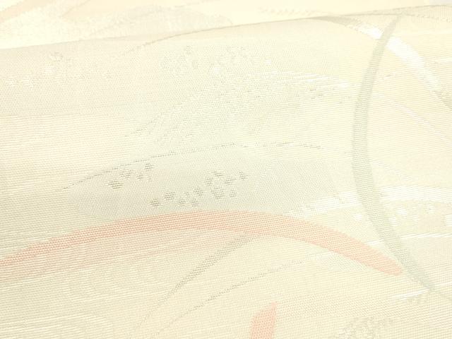 平和屋着物＊夏物 六通柄袋帯 流水草葉文 銀糸 正絹 逸品 DABA0014cm