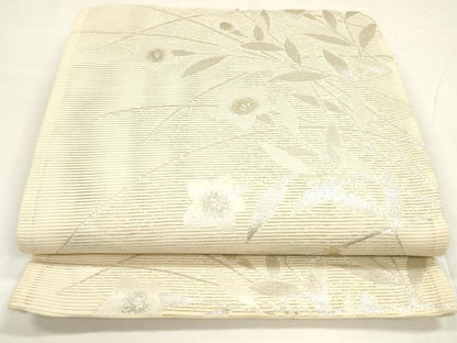 平和屋着物＊夏物 六通柄袋帯 草花文 金銀糸 正絹 逸品 DABA0015cm
