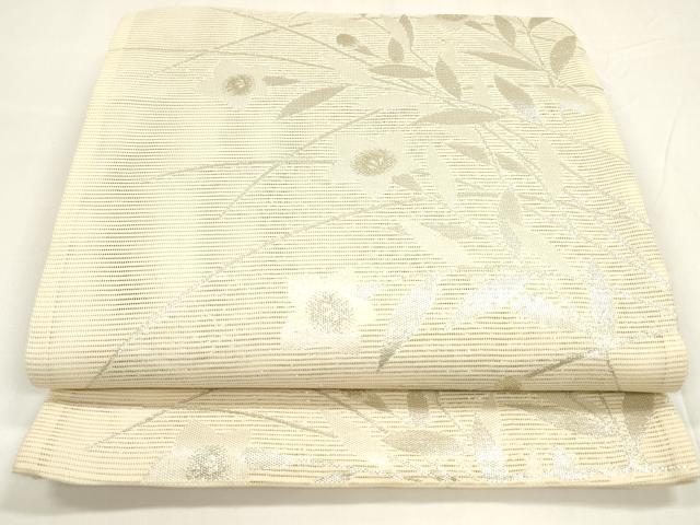 平和屋着物＊夏物 六通柄袋帯 草花文 金銀糸 正絹 逸品 DABA0015cm