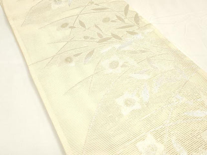 平和屋着物＊夏物 六通柄袋帯 草花文 金銀糸 正絹 逸品 DABA0015cm
