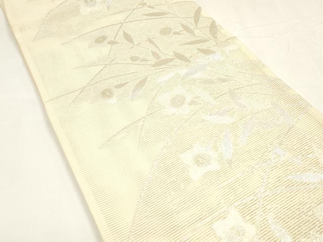 平和屋着物＊夏物 六通柄袋帯 草花文 金銀糸 正絹 逸品 DABA0015cm