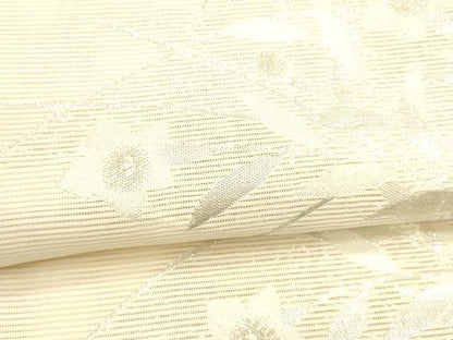 平和屋着物＊夏物 六通柄袋帯 草花文 金銀糸 正絹 逸品 DABA0015cm