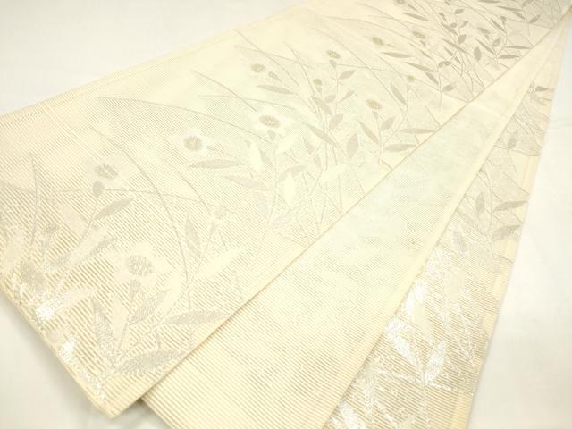平和屋着物＊夏物 六通柄袋帯 草花文 金銀糸 正絹 逸品 DABA0015cm