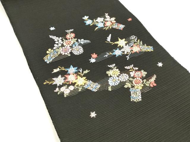 平和屋着物＊夏物　絽綴れ　つけ帯　草花文　金銀糸　正絹　逸品　DABA0106cm 平和屋着物＊夏物 絽綴れ つけ帯 草花文 金銀糸 正絹 逸品 DABA0106cm