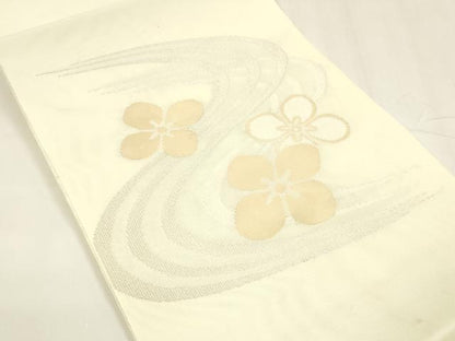 平和屋着物＊夏物 八寸名古屋帯 流水花文 銀糸 DABA0017cm