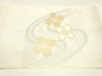 平和屋着物＊夏物 八寸名古屋帯 流水花文 銀糸 DABA0017cm