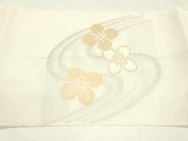 平和屋着物＊夏物 八寸名古屋帯 流水花文 銀糸 DABA0017cm