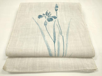 平和屋着物＊夏物 八寸名古屋帯 作家物 手描き 杜若 正絹 逸品 DABA0018cm