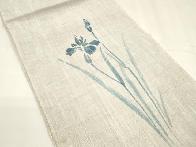 平和屋着物＊夏物 八寸名古屋帯 作家物 手描き 杜若 正絹 逸品 DABA0018cm