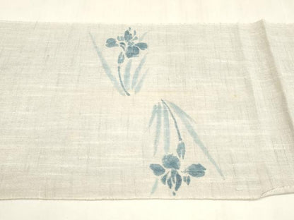 平和屋着物＊夏物 八寸名古屋帯 作家物 手描き 杜若 正絹 逸品 DABA0018cm