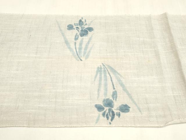 平和屋着物＊夏物 八寸名古屋帯 作家物 手描き 杜若 正絹 逸品 DABA0018cm