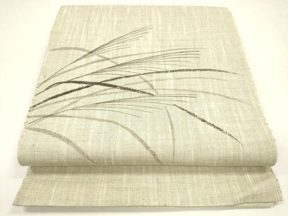 平和屋着物＊夏物 八寸名古屋帯 作家物 手描き 草葉文 正絹 逸品 DABA0019cm