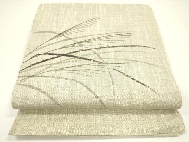 平和屋着物＊夏物 八寸名古屋帯 作家物 手描き 草葉文 正絹 逸品 DABA0019cm
