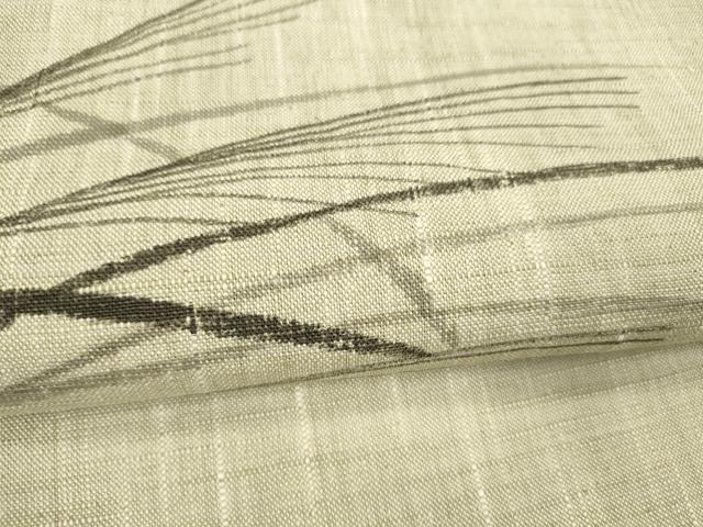 平和屋着物＊夏物 八寸名古屋帯 作家物 手描き 草葉文 正絹 逸品 DABA0019cm