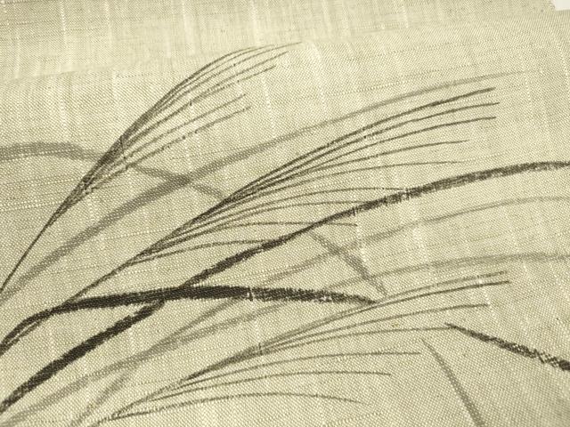 平和屋着物＊夏物 八寸名古屋帯 作家物 手描き 草葉文 正絹 逸品 DABA0019cm
