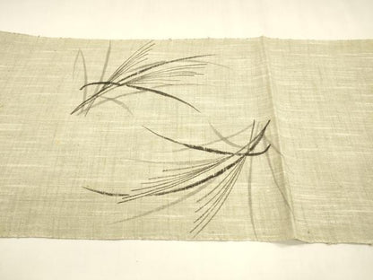 平和屋着物＊夏物 八寸名古屋帯 作家物 手描き 草葉文 正絹 逸品 DABA0019cm