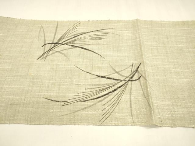 平和屋着物＊夏物 八寸名古屋帯 作家物 手描き 草葉文 正絹 逸品 DABA0019cm