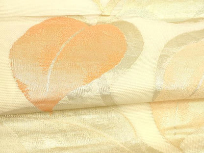 平和屋着物＊夏物 九寸名古屋帯 枝葉文 金銀糸 正絹 逸品 DABA0020cm