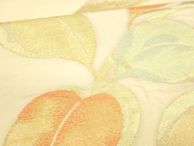平和屋着物＊夏物 九寸名古屋帯 枝葉文 金銀糸 正絹 逸品 DABA0020cm