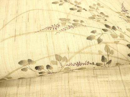 平和屋着物＊夏物 九寸名古屋帯 手描き 草葉文 麻 逸品 DABA0022cm