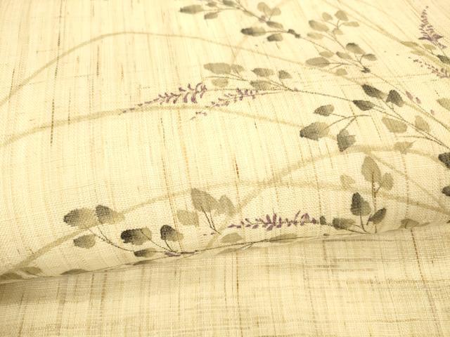 平和屋着物＊夏物 九寸名古屋帯 手描き 草葉文 麻 逸品 DABA0022cm