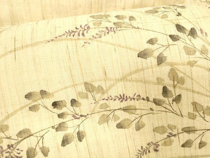 平和屋着物＊夏物 九寸名古屋帯 手描き 草葉文 麻 逸品 DABA0022cm