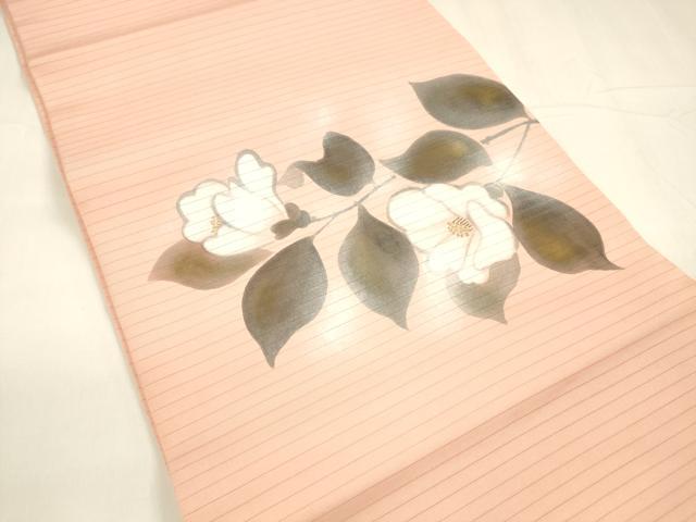 平和屋着物＊夏物 絽塩瀬 九寸名古屋帯 手描き 枝花文 金彩 正絹 逸品 DABA0024cm