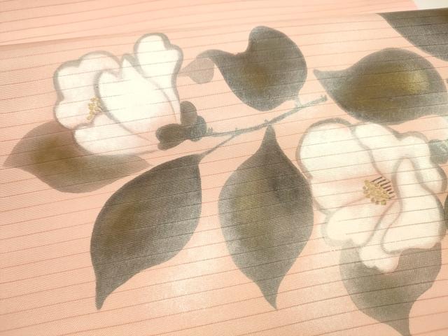 平和屋着物＊夏物 絽塩瀬 九寸名古屋帯 手描き 枝花文 金彩 正絹 逸品 DABA0024cm