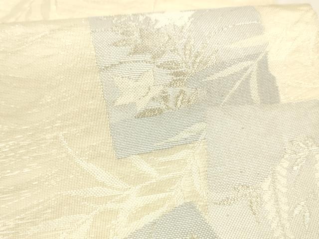 平和屋着物＊夏物 六通柄袋帯 色紙草花文 銀糸 正絹 逸品 DABA0026cm