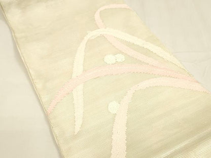 平和屋着物＊夏物 太鼓柄袋帯 露草文 銀糸 正絹 逸品 DABA0028cm
