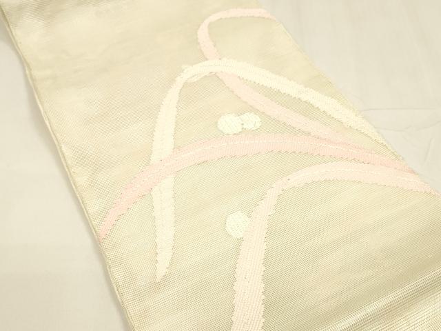 平和屋着物＊夏物 太鼓柄袋帯 露草文 銀糸 正絹 逸品 DABA0028cm