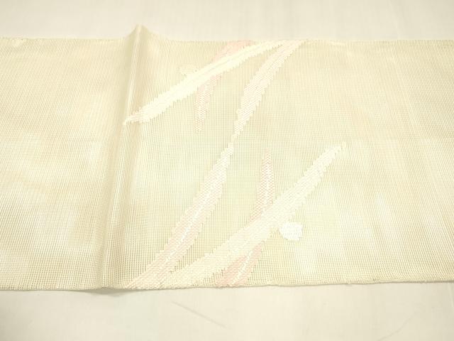 平和屋着物＊夏物 太鼓柄袋帯 露草文 銀糸 正絹 逸品 DABA0028cm