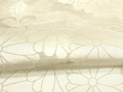平和屋着物＊夏物 六通柄袋帯 草花文 銀糸 正絹 逸品 DABA0030cm