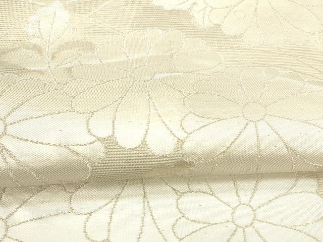平和屋着物＊夏物 六通柄袋帯 草花文 銀糸 正絹 逸品 DABA0030cm