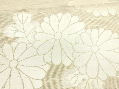 平和屋着物＊夏物 六通柄袋帯 草花文 銀糸 正絹 逸品 DABA0030cm