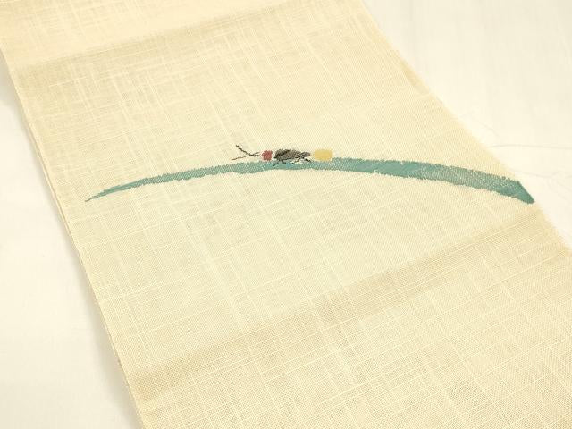 平和屋着物＊夏物 八寸名古屋帯 蛍草葉文 DABA0037cm