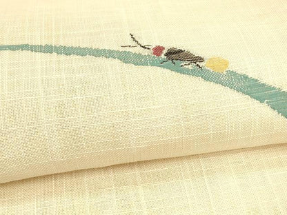 平和屋着物＊夏物 八寸名古屋帯 蛍草葉文 DABA0037cm