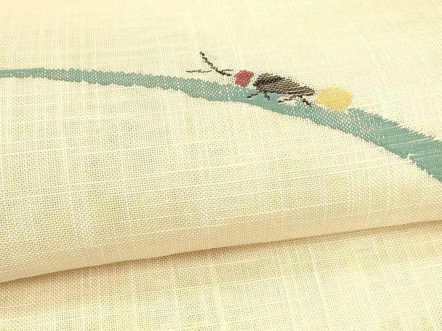 平和屋着物＊夏物 八寸名古屋帯 蛍草葉文 DABA0037cm