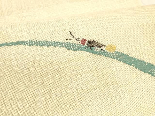 平和屋着物＊夏物 八寸名古屋帯 蛍草葉文 DABA0037cm
