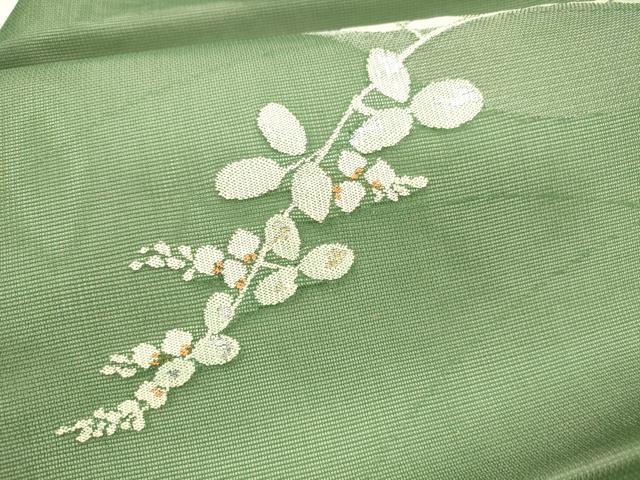 平和屋着物＊夏物　九寸名古屋帯　草葉文　金銀糸　正絹　逸品　DABA0038cm