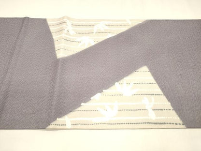 平和屋着物＊夏物 太鼓柄袋帯 蜻蛉笹の葉文 正絹 逸品 DABA0039cm
