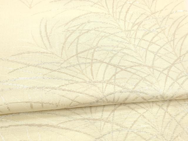 平和屋着物＊夏物 六通柄袋帯 草葉文 銀糸 正絹 逸品 DABA0040cm