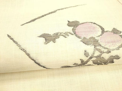 平和屋着物＊夏物 八寸名古屋帯 枝花文 DABA0041cm