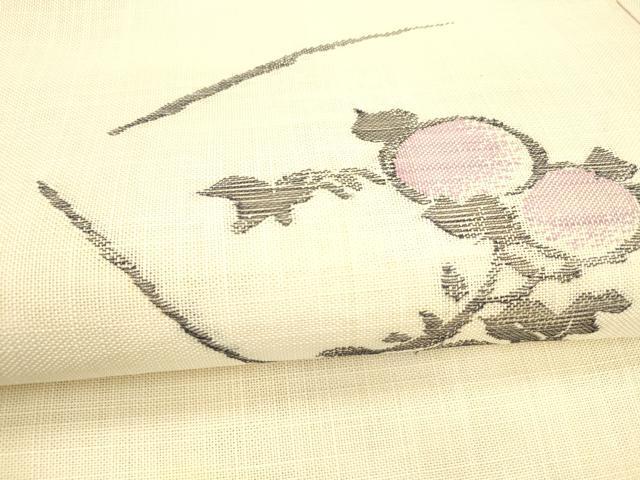 平和屋着物＊夏物 八寸名古屋帯 枝花文 DABA0041cm