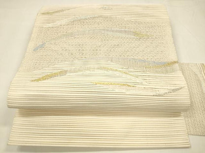 平和屋着物＊夏物 絽綴れ 八寸名古屋帯 流水文 金銀糸 正絹 逸品 DABA0043cm