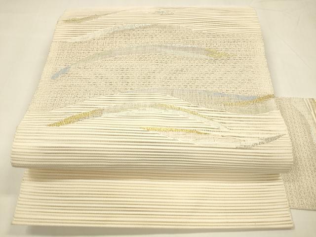 平和屋着物＊夏物 絽綴れ 八寸名古屋帯 流水文 金銀糸 正絹 逸品 DABA0043cm
