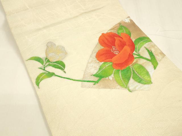 平和屋着物＊夏物 九寸開き名古屋帯 地紙草花文 金銀糸 引箔 逸品 DABA0046cm
