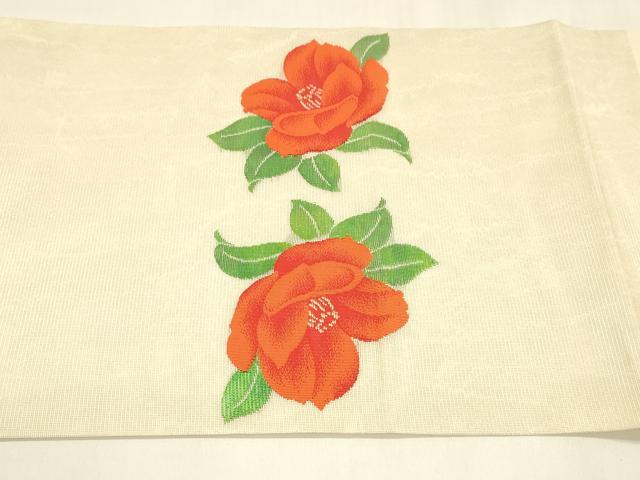 平和屋着物＊夏物 九寸開き名古屋帯 地紙草花文 金銀糸 引箔 逸品 DABA0046cm