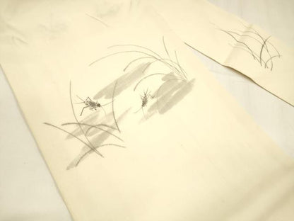 平和屋着物＊夏物 絹芭蕉 九寸名古屋帯 作家物 手描き 夏虫草葉文 正絹 逸品 DABA0047cm